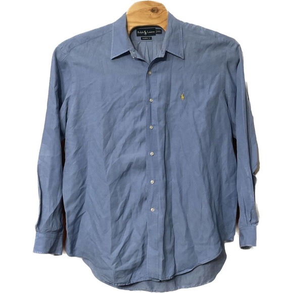 Polo Ralph Lauren Linen/Silk L/S Button Front Shirt Blue Men's‎ XXL - Picture 1 of 4